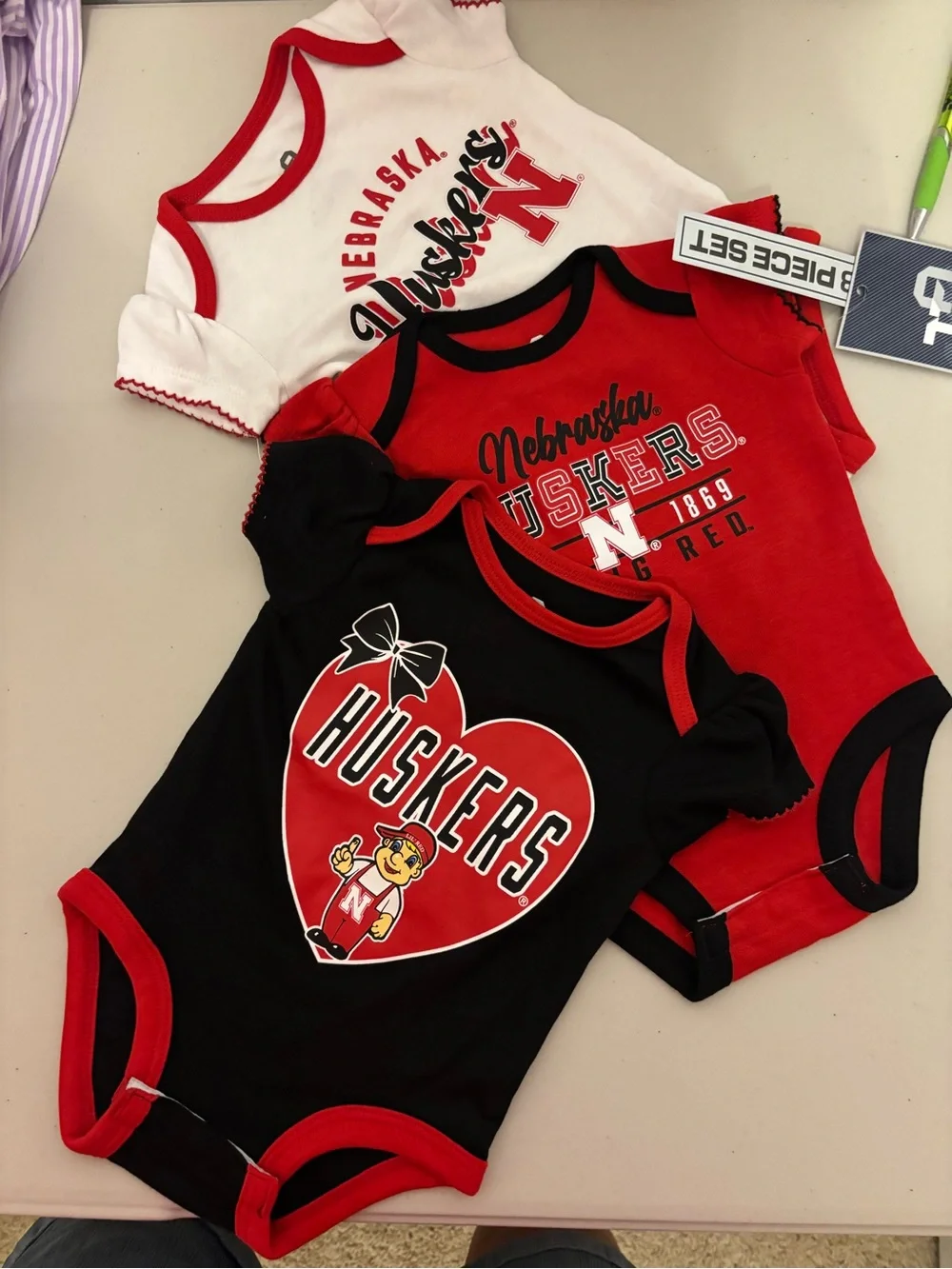 NWT Nebraska Huskers Baby Onesies (Set of 3)